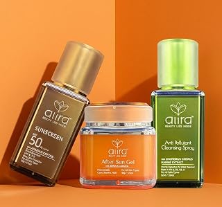 alira Gift Pack SPF 50 Sunscreen Lotion 50 gm Anti-Pollutant Cleansing Spray 50 ml Sun Gel 50 gm for All Skin Type Repairs... Price In India