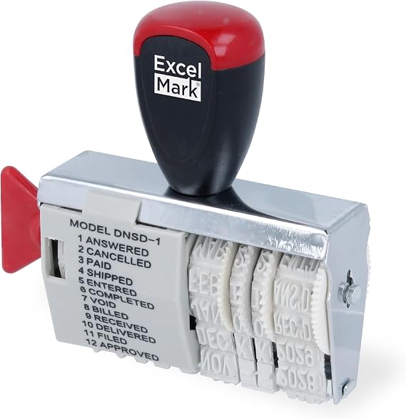 ExcelMark 12 Phrase Dater Rubber Stamp