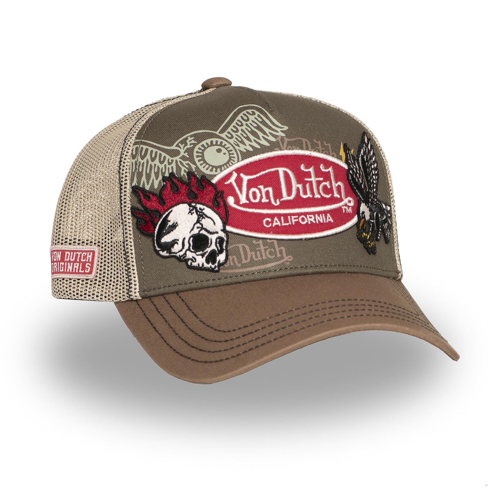 Von Dutch Casquette Homme & Femme, Trucker Patches, Kaki 12