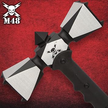 M48 Double-Headed War Hammer with Sheath | 2Cr13 Stainless Steel Head, Grooved Injection-Molded Handle, TPR Protective Cover | 17 Overall