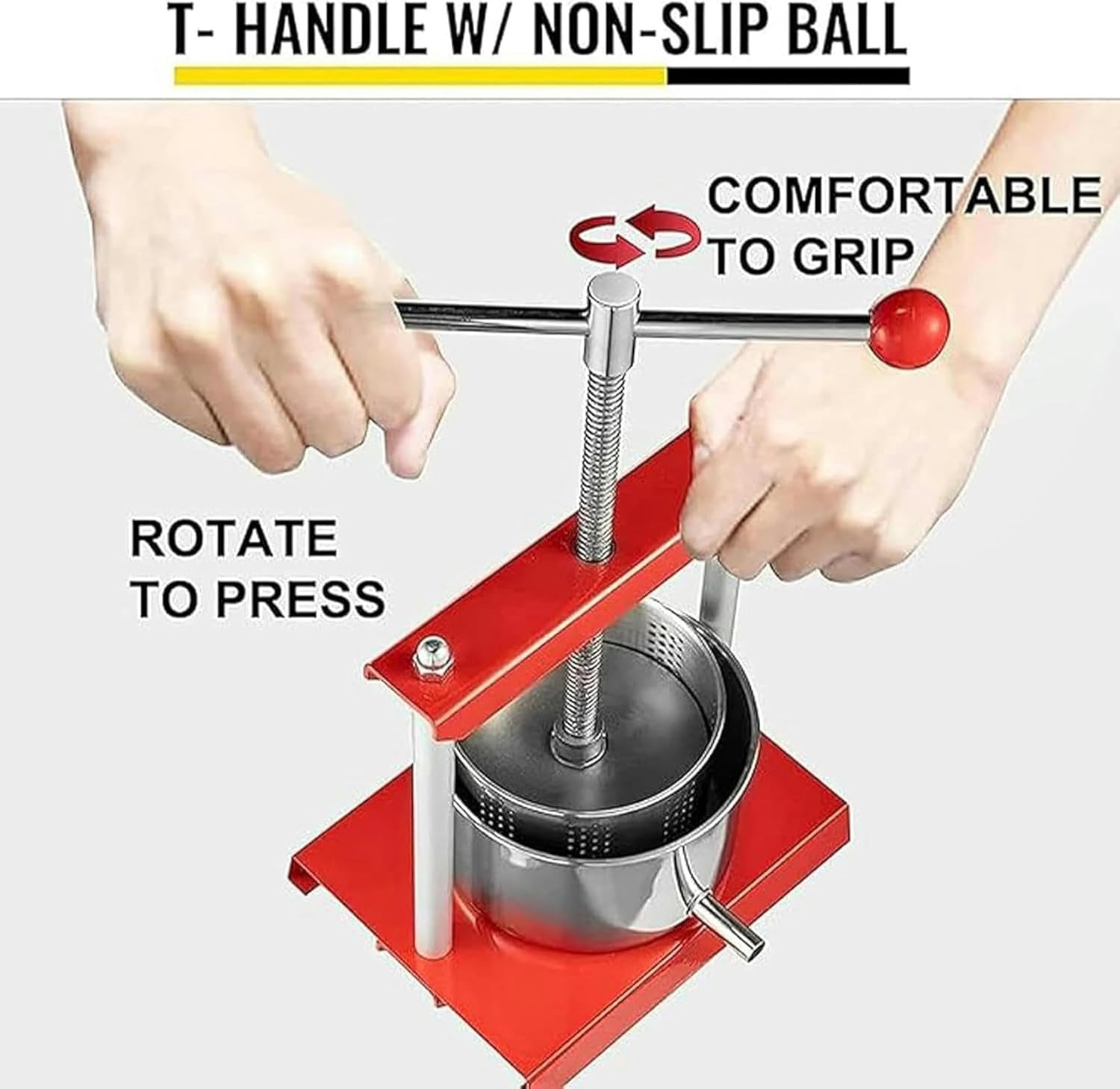 Wine Cider Press, 6 -Liter Fruits, T -Shaped Mango, Double Antioxidant Stainless Steel Barrels, Honey Processing Extractors, Cheese Elaboration ~/