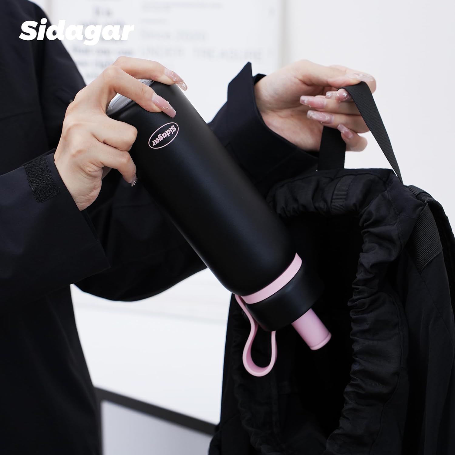 24 oz Tumbler, Insulated Coffee Mug with Lid and Straw, Leak Proof Portable Travel Cup, for Hot and Cold Drinks Drinks Flask for Women Black - Image 7