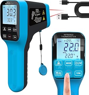 Infrared Thermometer Gun Rechargeable, -58℉~2912℉ High Temp Laser Industrial Thermometer, D:S=30:1 Touch Button Waterproof...