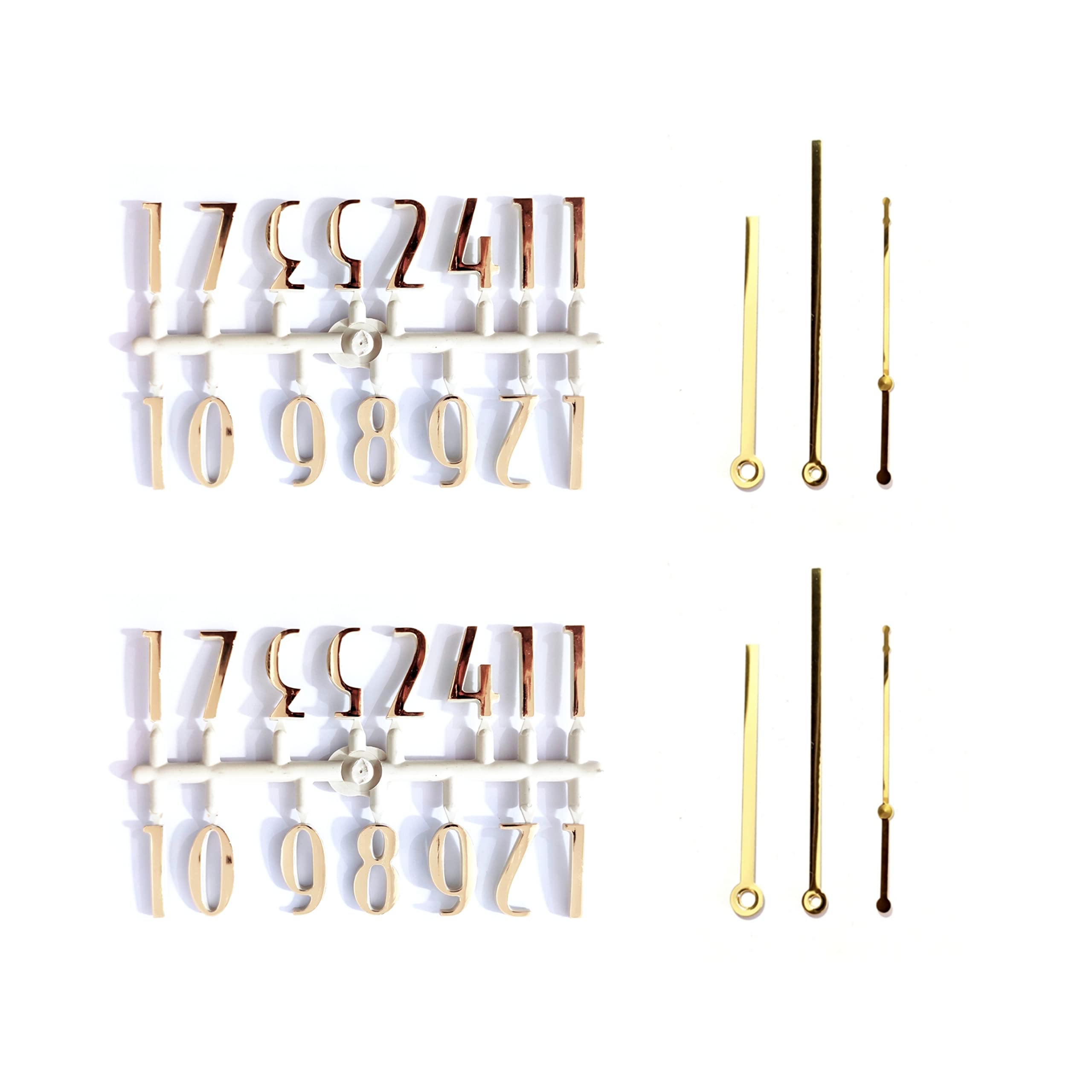 Epoxy Fusion Wall Clock Numbers and Hands, 12 Arabic Numbers with Needles, Numbers Set for DIY Clock Making, Needles for Wall Clock, Numbers Set for Clock Making (Set of 2) (Gold State Pati)