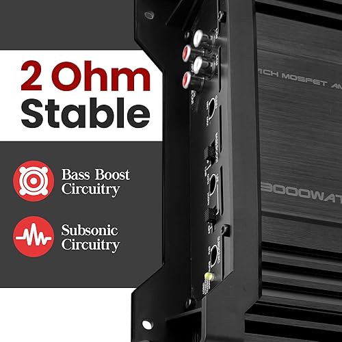 Miniatura 6 de Lanzar Amplificador Mosfet Mono-Block - Amplificador de audio para automóvil de la serie Heritage de 2 ohmios, etapas de unidad discreta dual de