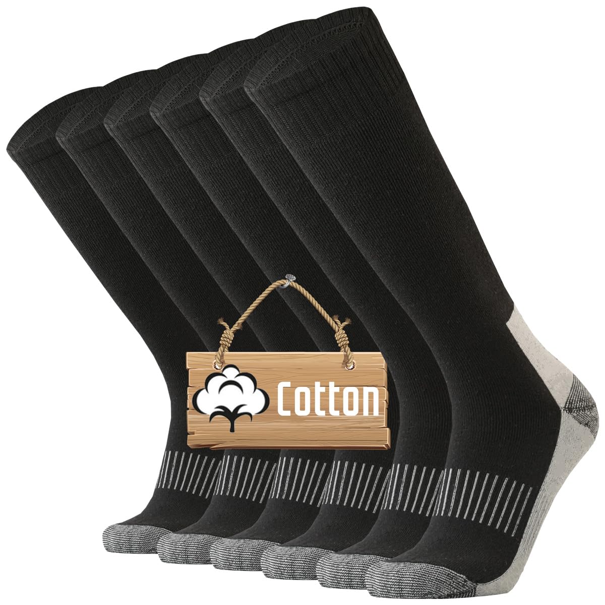 ONKE Knee High Socks Cushioned Moisture Wicking for Mens Over the Calf OTC Steel Toe Western Work Boot Thermal Hiking Hunting