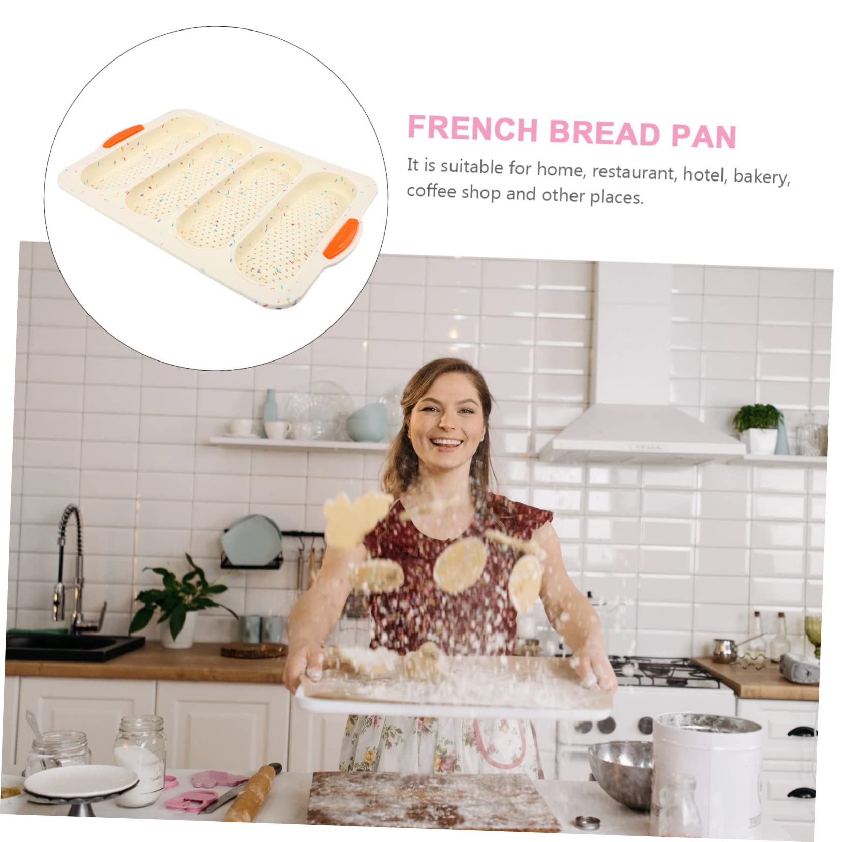 GRIRIW French Bread Baking Pan Mini Loaf Pans for Baking Silicone Mold Non-stick Easy Demold