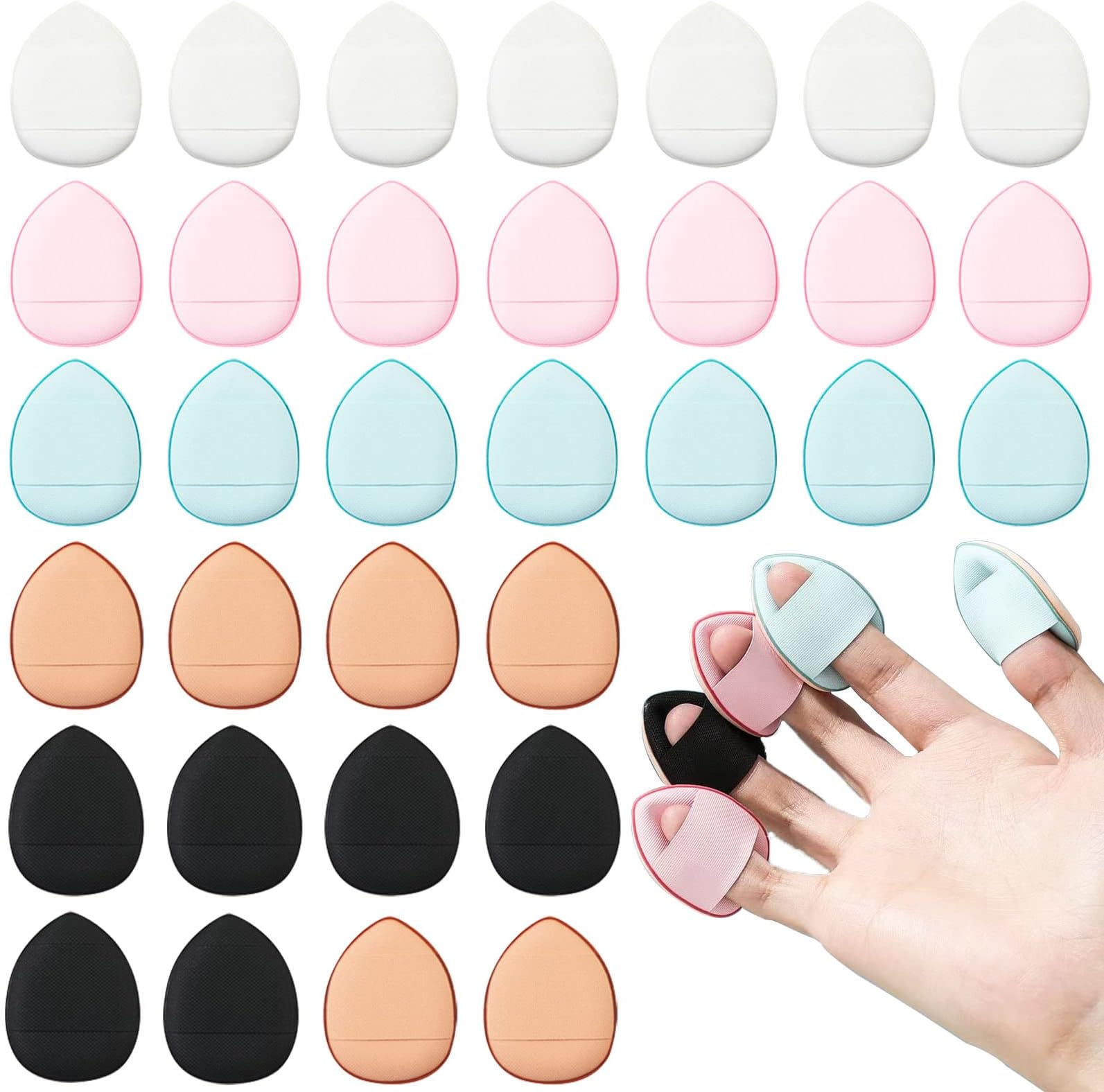 40 PCS Mini Makeup Puff Triangle Makeup Puff Finger Soft Setting Sponge Mineral Powder Body Powder Cosmetic Foundation Cosmetic Finger Puff for Women