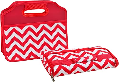 Miniatura 3 de Picnic at Ascot Organizador de maletero plegable original con enfriador, cheurón rojo