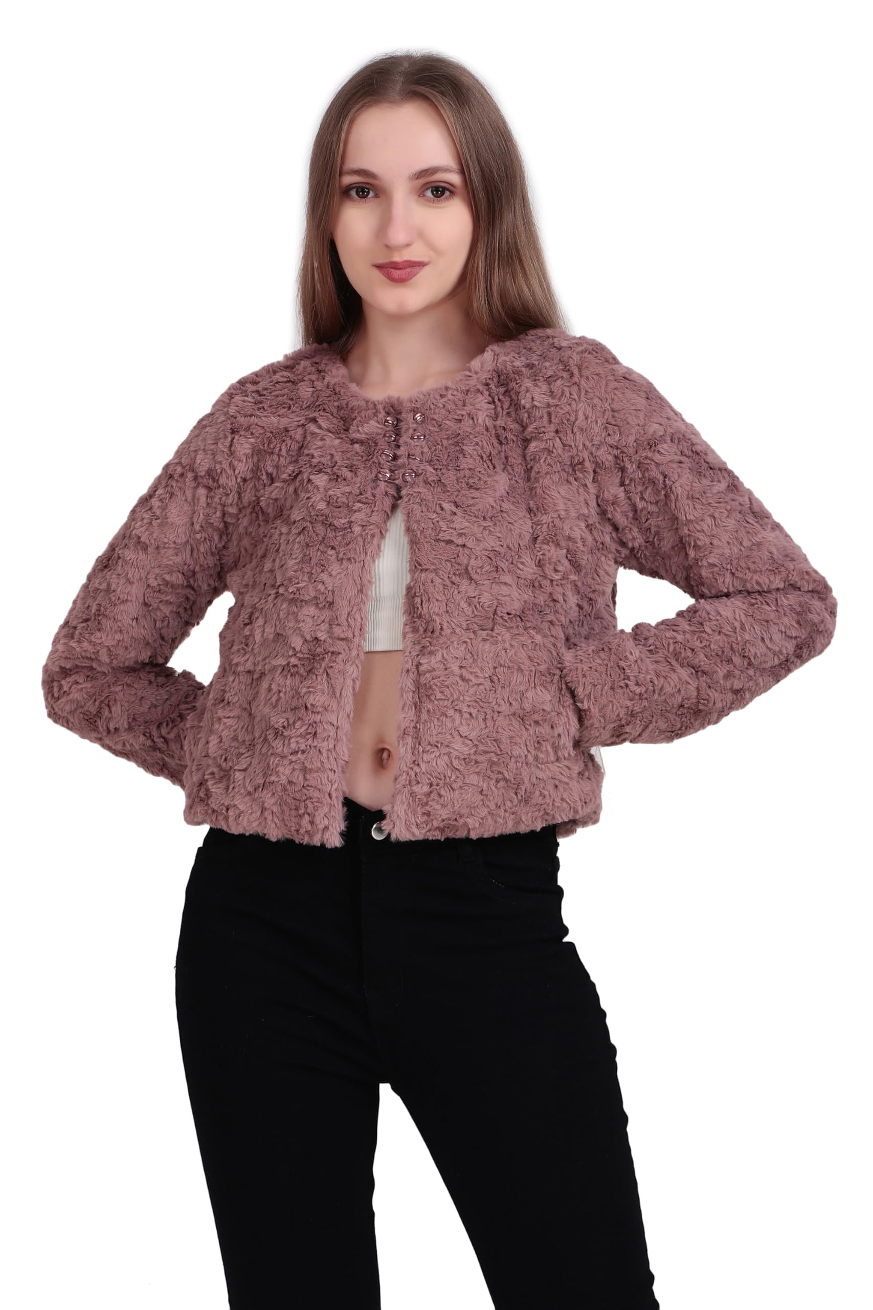 brazo Women’s Soft Faux Fur Winter Jacket | Warm & Stylish Crop Fur Jacket | Lightweight & Cozy Outerwear-picture-10