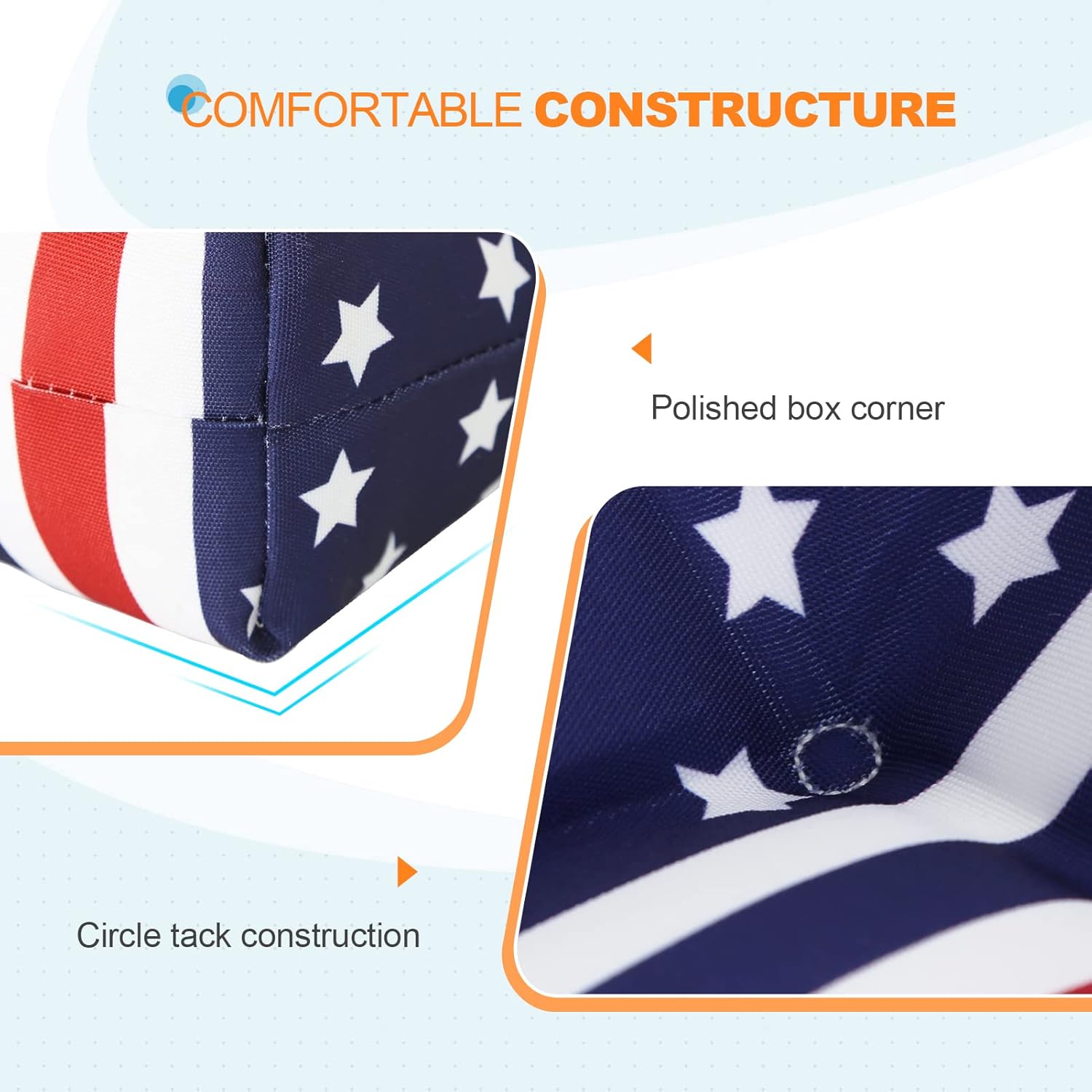 EAGLE PEAK Tufted Outdoor/Indoor Seat/Back Chair Cushions, Set of 2, 42'' x 21'', American Flag