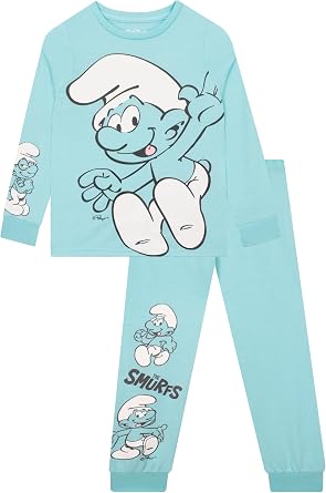 The Smurfs Boys Pajamas, Kids Long Sleeve Pajamas, Fun Boys Pjs, Kids Pajama Set For Winter