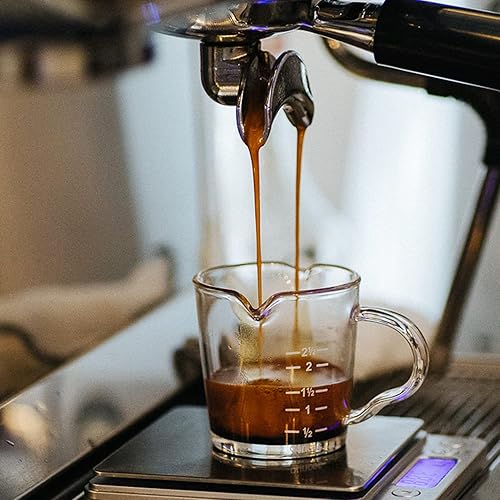 Miniatura 7 de Taza medidora de café expreso, 2.5 onzas, doble boquilla, vidrio transparente, resistente al calor, taza de leche con asa para leche, café expreso,