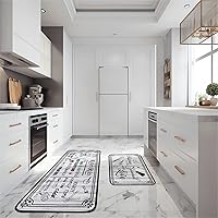 Vista 58 de Alfombras de Cocina Marrón, Alfombras de Microfibra Antideslizantes y Lavables para el Piso de la Cocina, Juego de 2 Piezas de Alfombras Decorativas