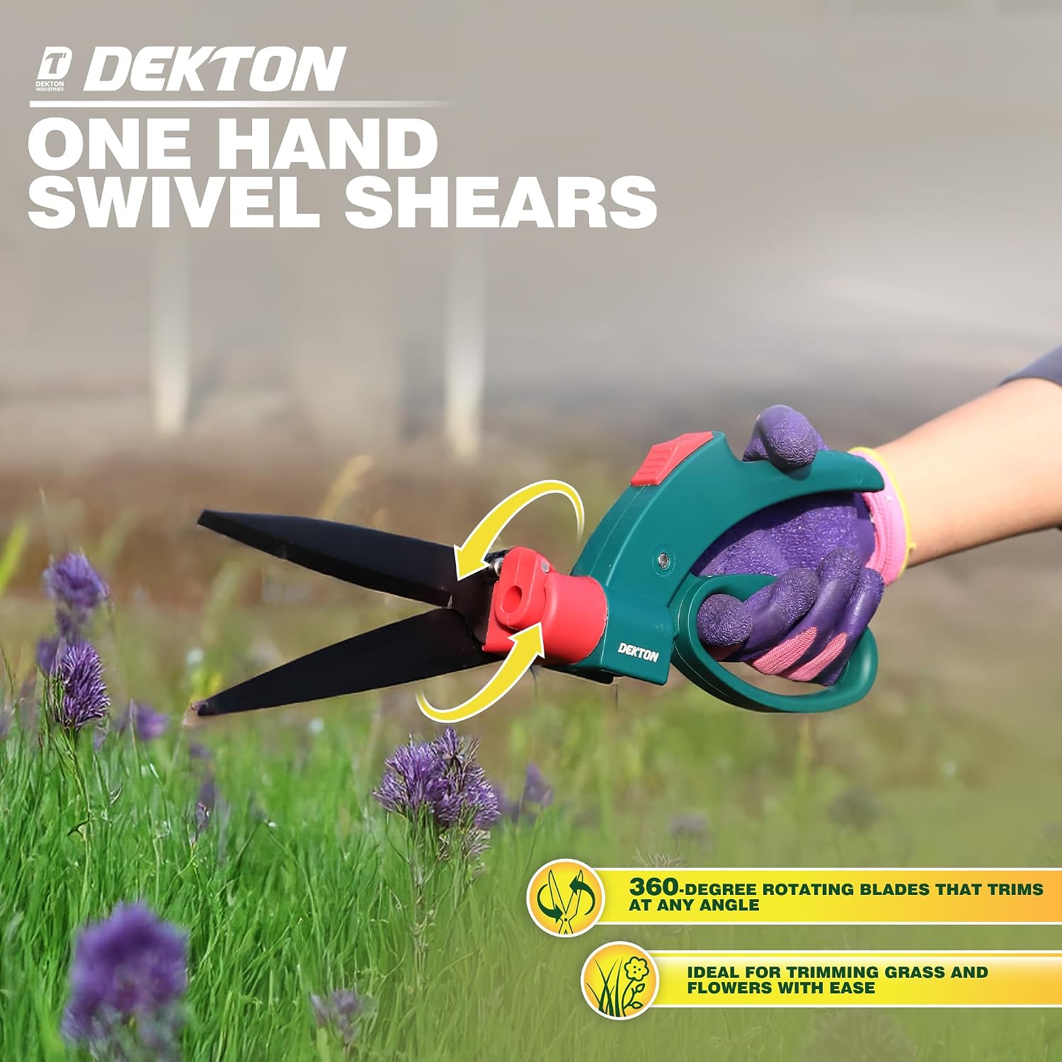 Dekton One Hand Swivel Shear – 360° Swivel Blade for Precision Cutting | Sharp, Durable Blades | Ergonomic One-Handed Operation | Ideal for Gardening, Landscaping, and Pruning Tasks