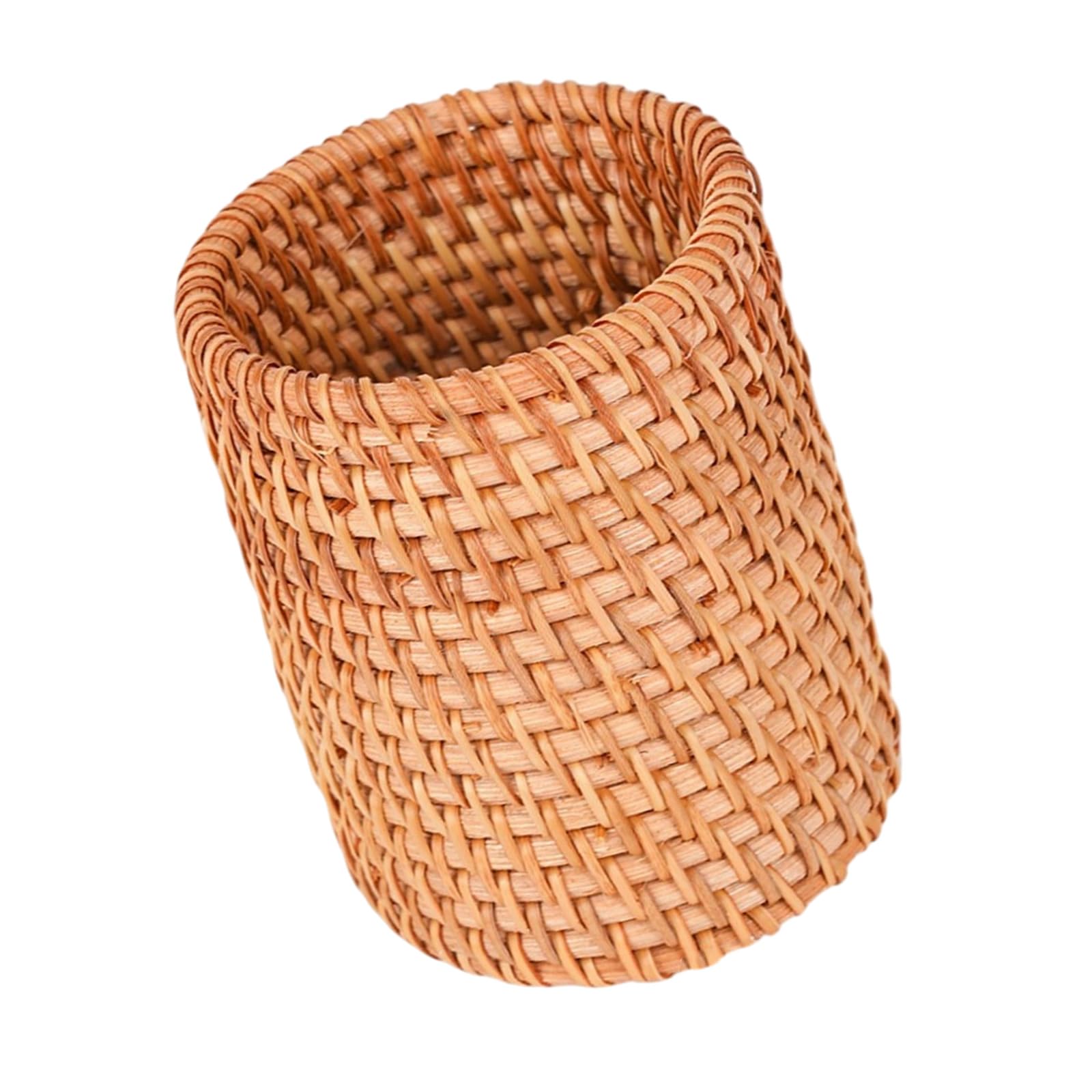 hogtnd Rattan Woven Desk Organiser Multipurpose Storage Container for Pens Scissors Paint Brush Cosmetics Tool and Art Supplies Rattan Pen Owner
