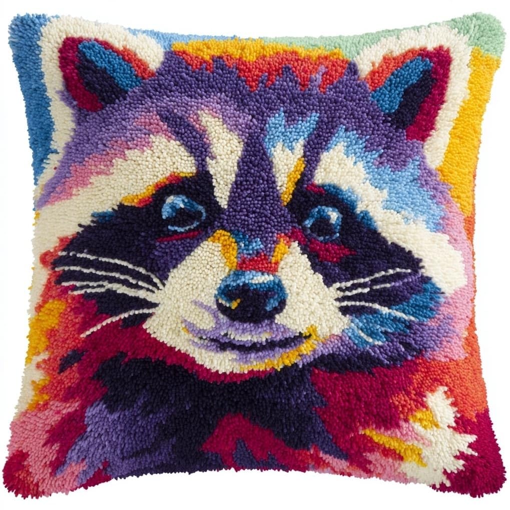 AxiangziK Latch Hook Cushion Kits for Beginners,Animal Raccoon