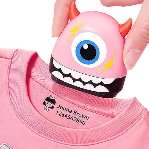 Little Devil - Sello con nombre para niños, sin planchar, para ropa de tela, sello de nombre para ropa, sello de uniforme escolar que no se