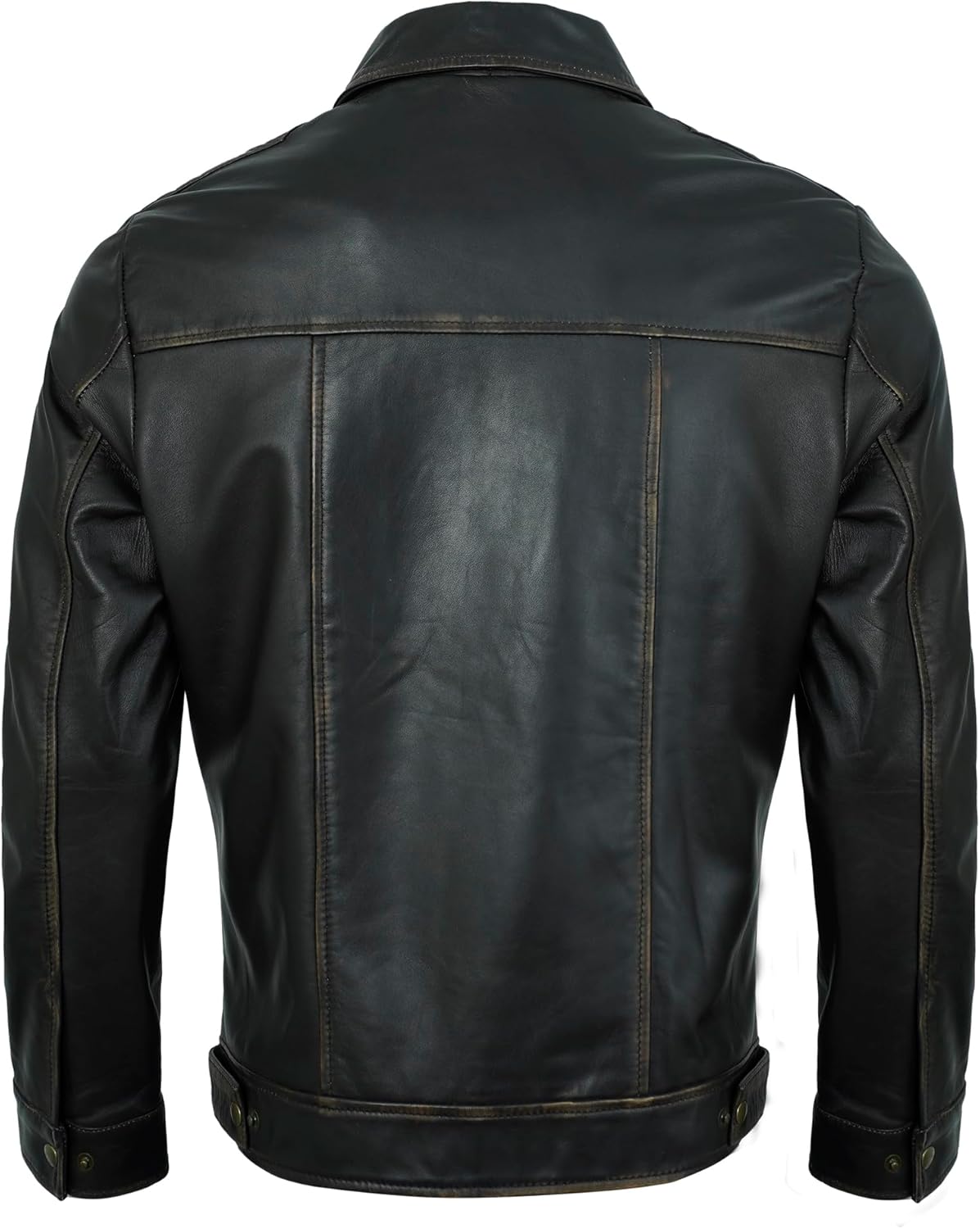 UrbanFocal Vintage Leather Jacket Men - Real Lambskin Classic Turn Down Collar Leather Jackets For Mens - Image 5