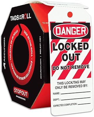 Accuform 100 Lockout Tags by-The-Roll, Danger Locked Out Do Not Remove, US Made OSHA Compliant Tags, Tear & Water Resistant PF-Cardstock, 6.25
