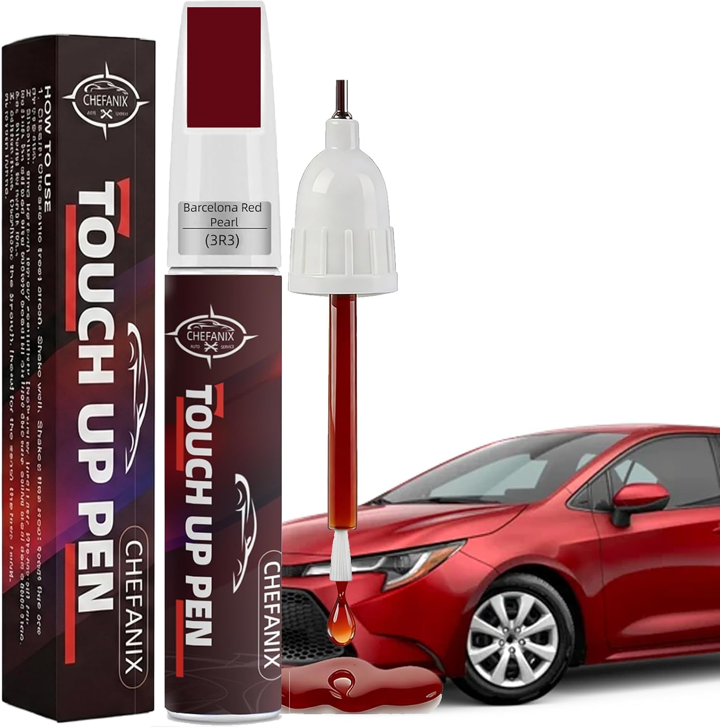 Touch Up Paint Pen for Tesla Model 3/Y/S/X (Ultra Red(PR01))–Exact Color Match Car Paint Scratch Repair, 2-in-1 Brush & Pen, DIY Chip & Scratch Fix,Automotive Scratch Repair Pen