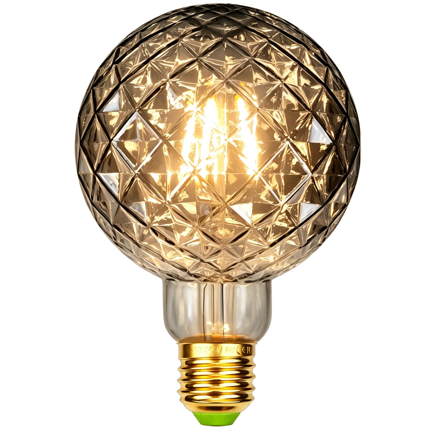Tianfan Led Bulbs Vintage Light Bulb 4W Crystal Edison Bulb G95 220/240V E27 Specialty Decorative Light Bulb (Smoke)