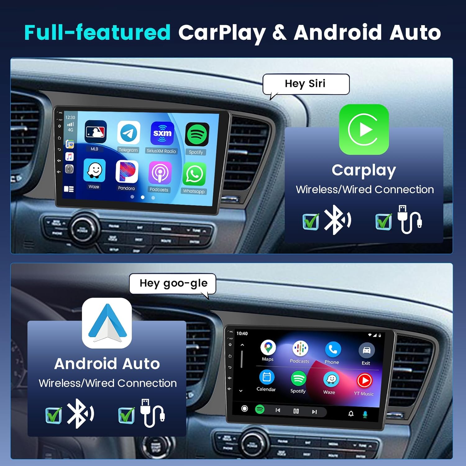 8 Core 4+64GB Android 15 Car Stereo for Kia Optima K5 2010-2013 Wireless Carplay Android Auto, 9'' Touchscreen Car Radio with GPS, WiFi, 32EQ DSP, 59 UI, Bluetooth, FM RDS, Backup Camera