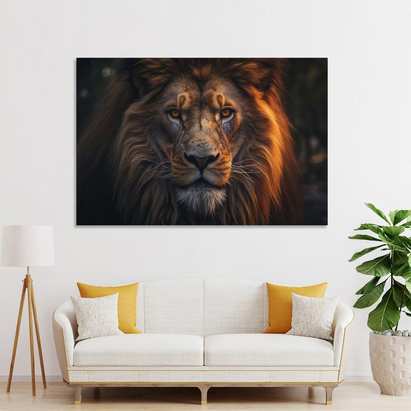 Junmoney Lion Wildlife Photography Wall Art Print 20x30inch(50x75cm), for Lounge, Study, Hallway Or Flat Walls, Decorative Artwork with Broad Appeal