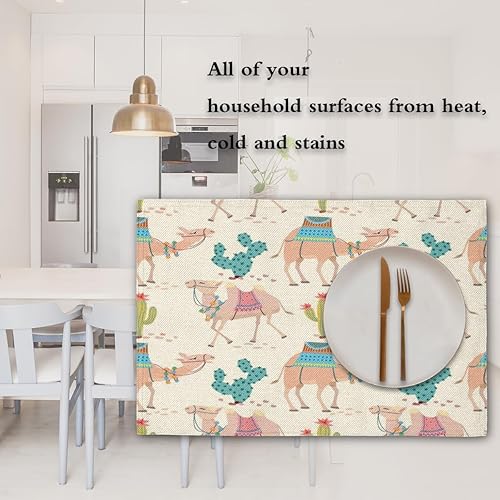 Miniatura 7 de Camel Funny Pattern Placemats Set of 4 Table Mats Washable Placemat Waterproof Place Mats for Party Home Dining Table Decor 18x12 in