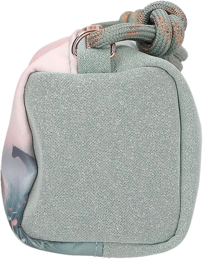 Depesche 13404 Miss Melody Romantic Fields Pencil Holder in Green and Pink with Horse Motif Flowers and Glitter, Pencil Holder with Drawstring Straps