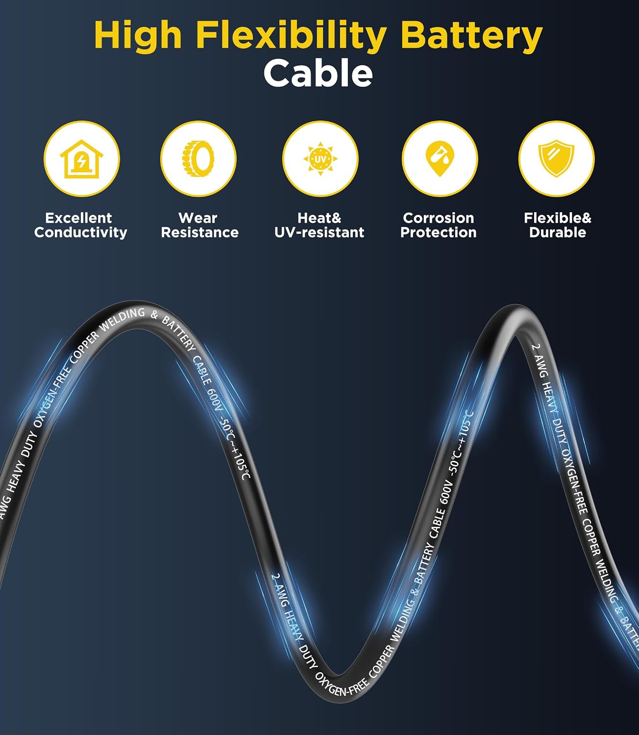 2 AWG Battery Cable, Flexible Inverter Cables 2 Feet with 3/8" Terminals OFC Pure Copper 2 Gauge Welding Wire for Automotive Solar Marine Boat RV Car Motorcycle (Red + Black 2FT Pair) image 5