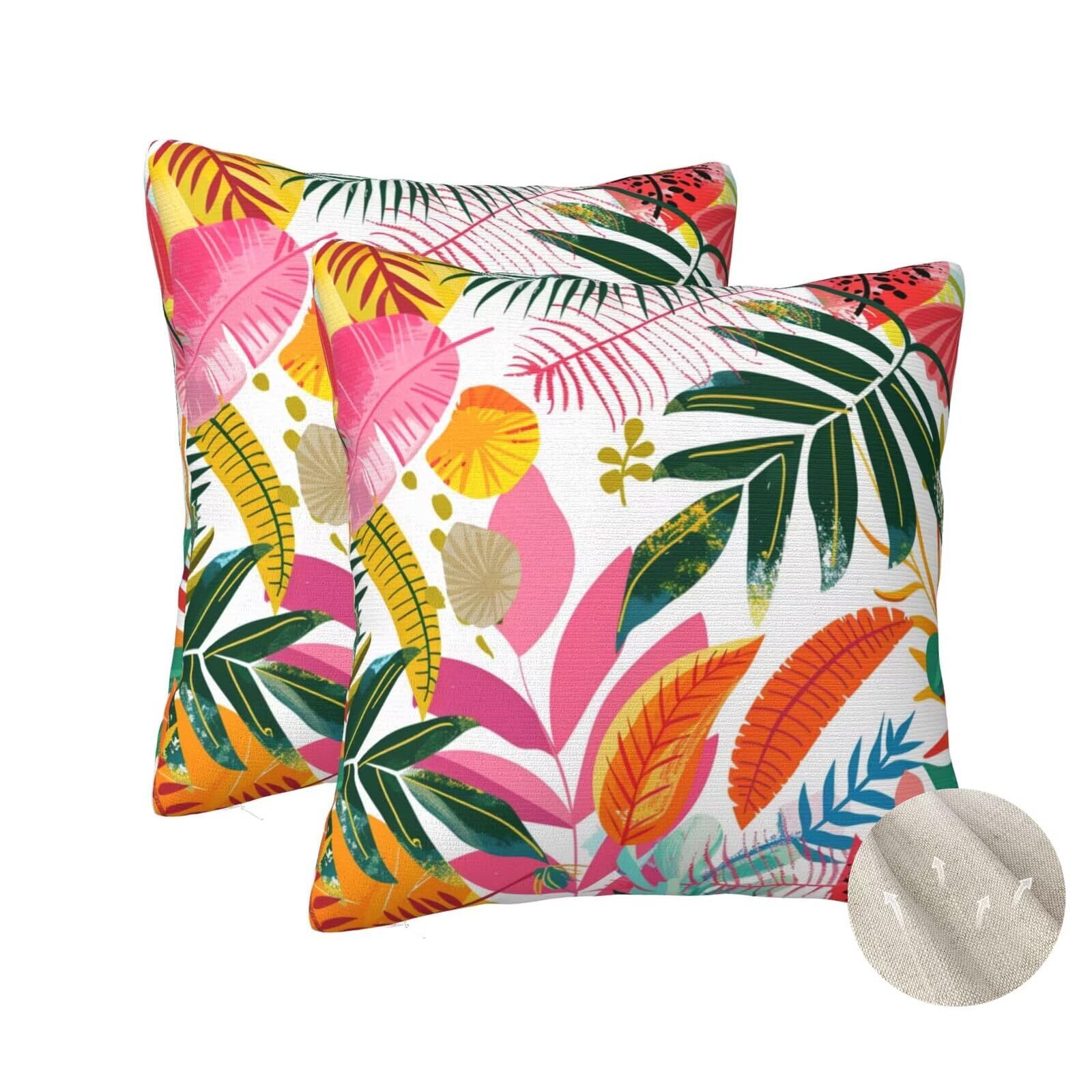 Taie oreiller carré 70x70 cm lot de 2 housse coussin les plantes décoration salon maison