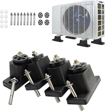 4 Pack Air-Conditioning Rubber Shock Absorption Bracket Mini Split Pads with Base Fixing,Provision of Mounting Components Simple and Durable Products...