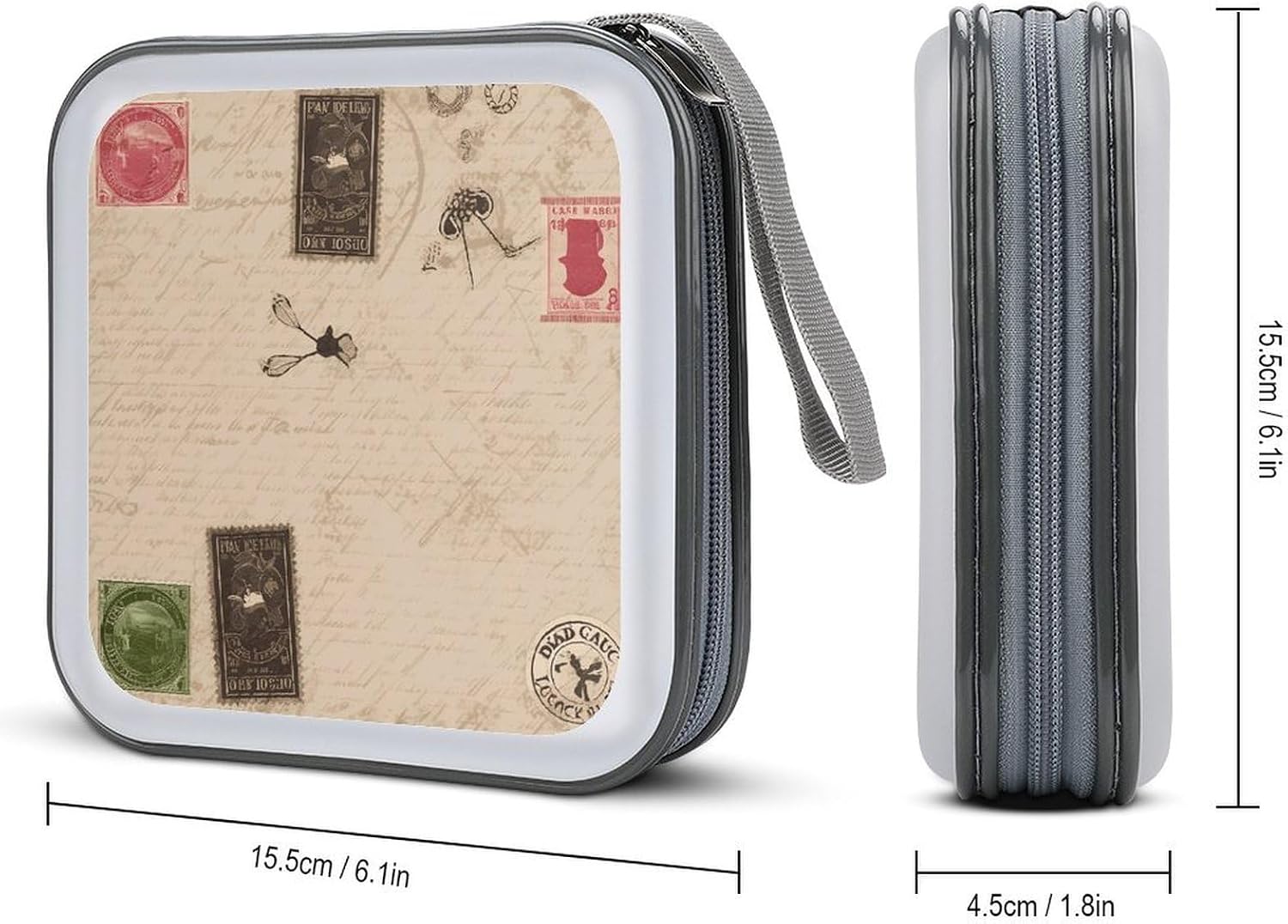 Old Fashioned Mail CD Case Holder 40 Capacity DVD Case Wallet Portable Hard Plastic Disc Cases Storage Binder Large Storage Disc Wallet Bag with Zippers for Car Home Office Travel image 2