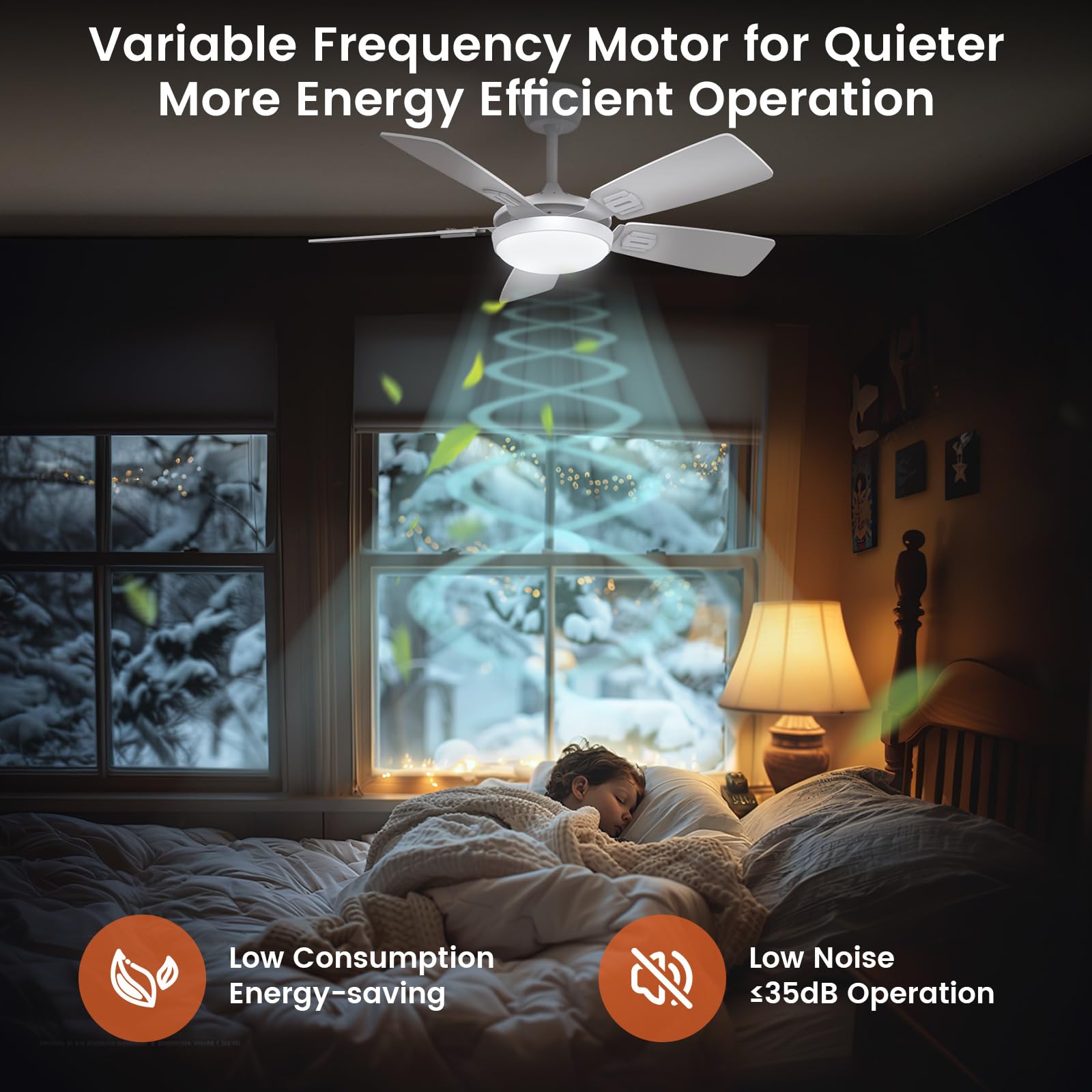 Deckenventilator mit Beleuchtung, Ø106cm App Steuerung & Fernbedienung Deckenventilatoren mit Licht LED, 6 Geschwindigkeiten, 3 Farben Dimmbar, Leise DC-Motor, Sommer-Winterbetrieb, Timer