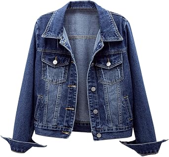 LifeShe Womens Basic Long Sleeve Button Down Distressed Denim Jackets Jean Jacket Coat