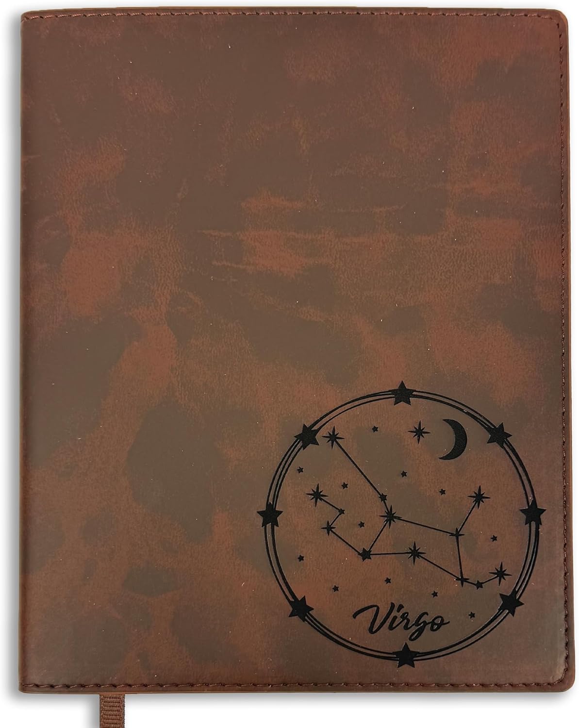 Virgo Leather Journal - 300 Lined Refillable Pages with Laser Engraved Vegan Leather Cover