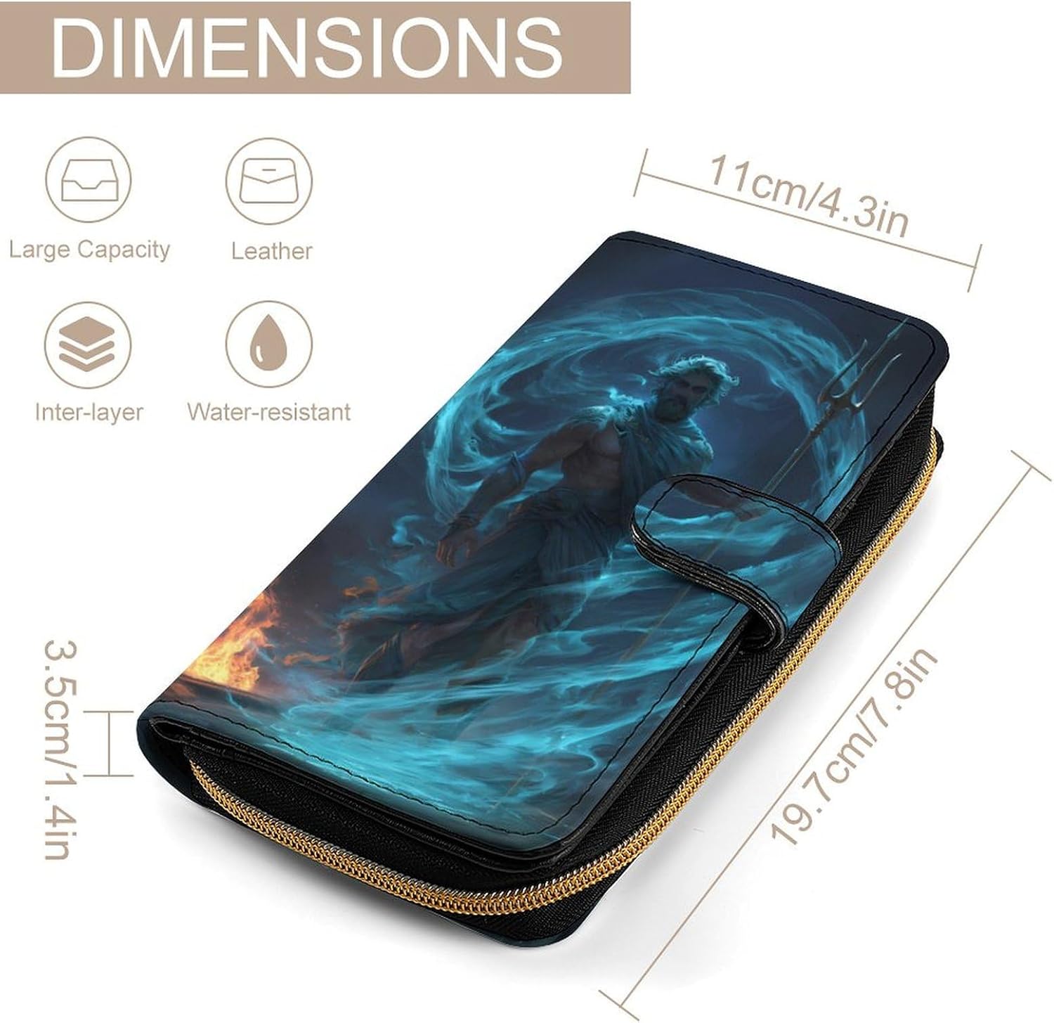 Poseidons Greek God Women's Long Wallets Leather Purse Fold Clutch Credit Card Holder