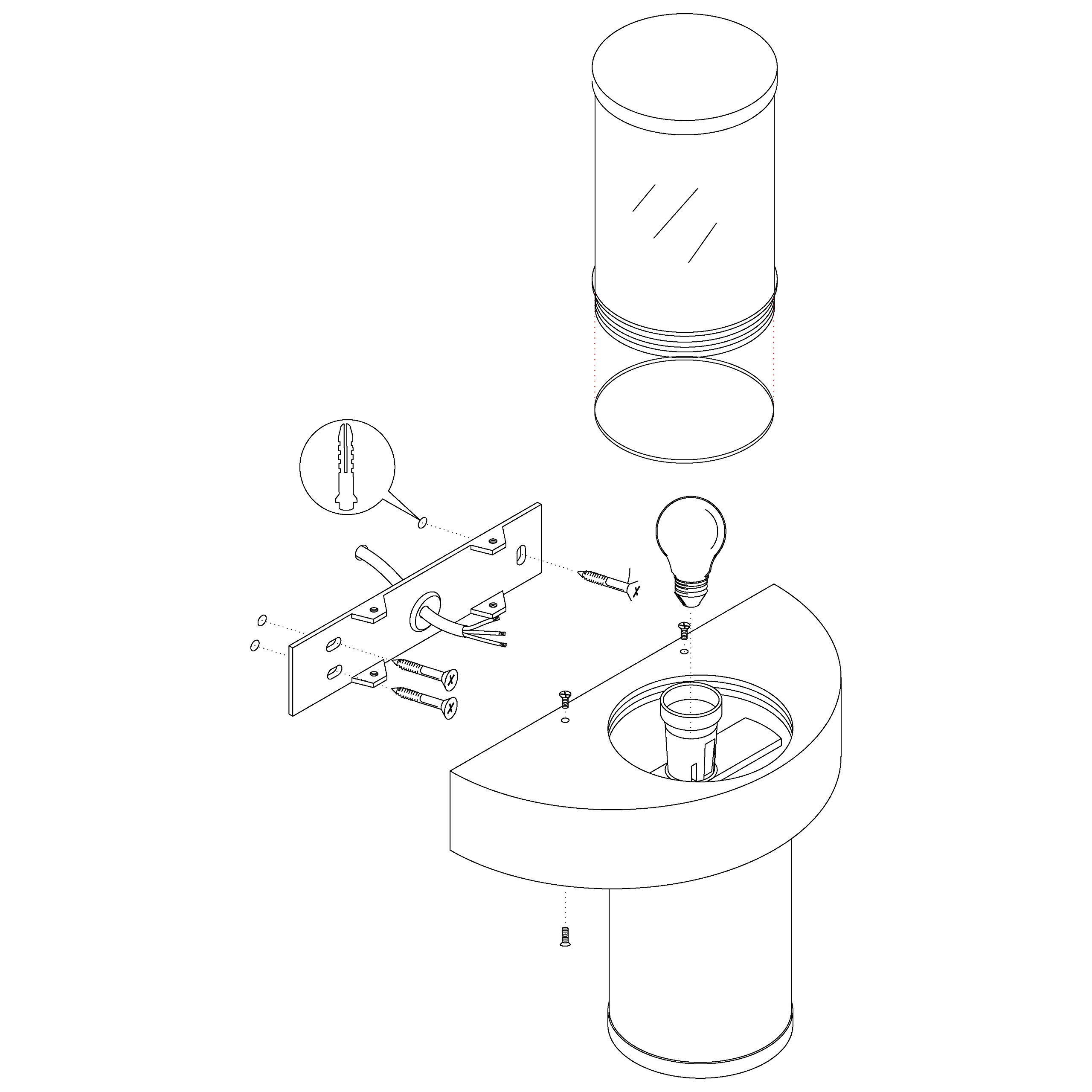 Eglo Beverly Lampada da parete per esterni, lampada da esterno a 2 | luci, applique in acciaio inox argentata e con vetro bianco satinato, attacco E27, IP44