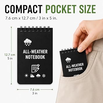 4 Pcs Waterproof Pocket Notebooks, 3 x 5 Inch Small Waterproof Notebook