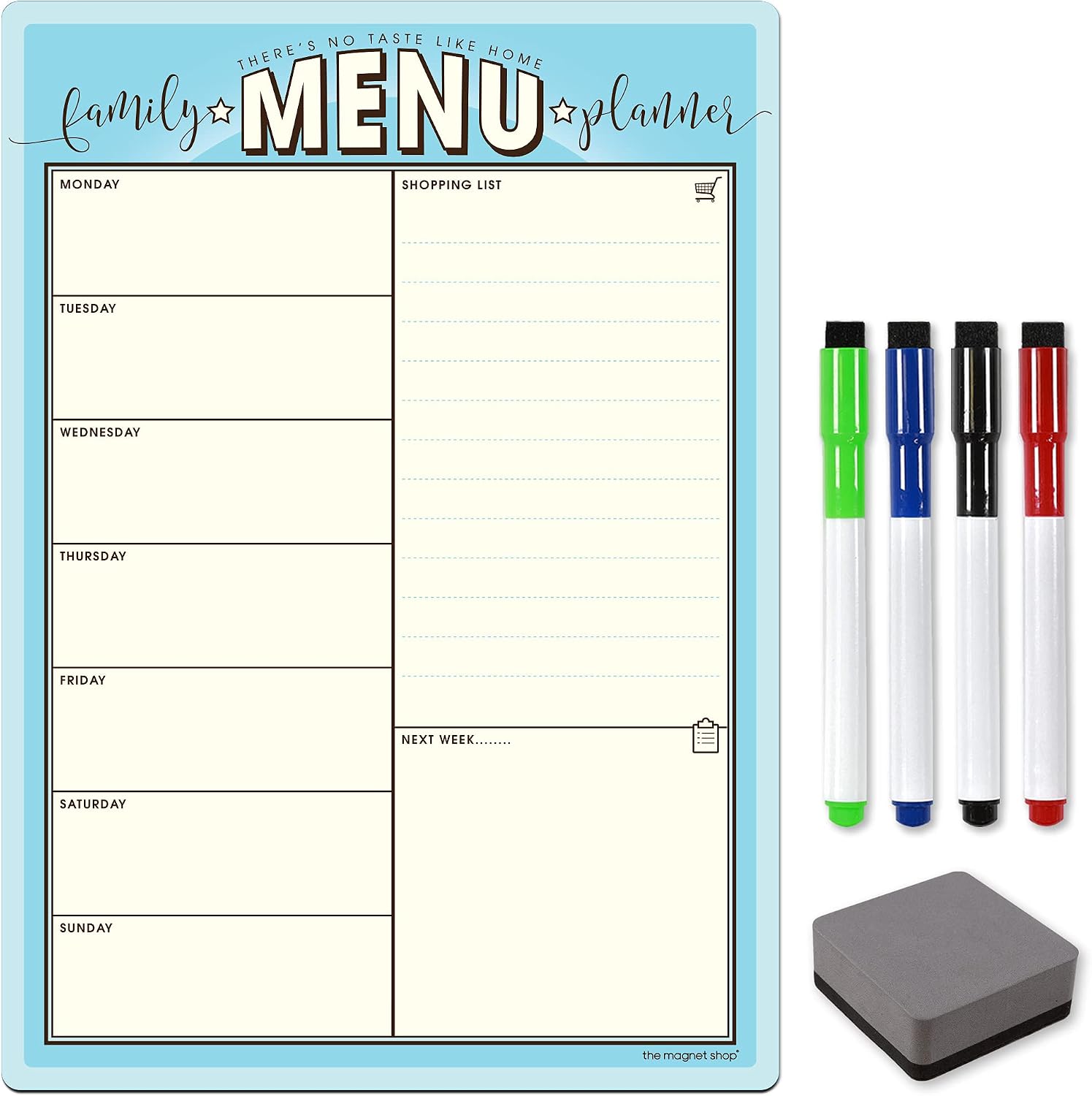 TMS A4 Family Planner Whiteboard for Fridge, Duck Egg Blue