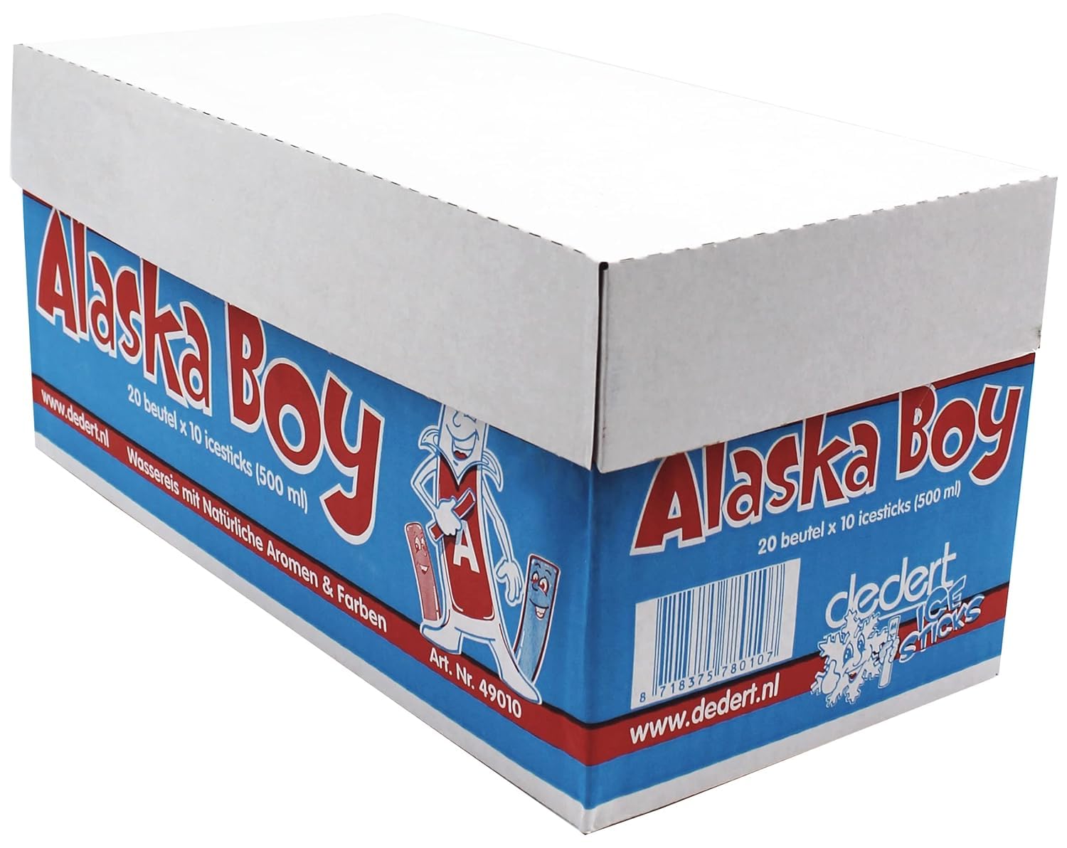 Alaska Boy Icesticks (20x 500ml) | 200x Wassereis mit je 50ml | zum einfrieren | vegan | glutenfrei | laktosefrei | Großpackung mit 5x verschiedene Geschmacksrichtungen