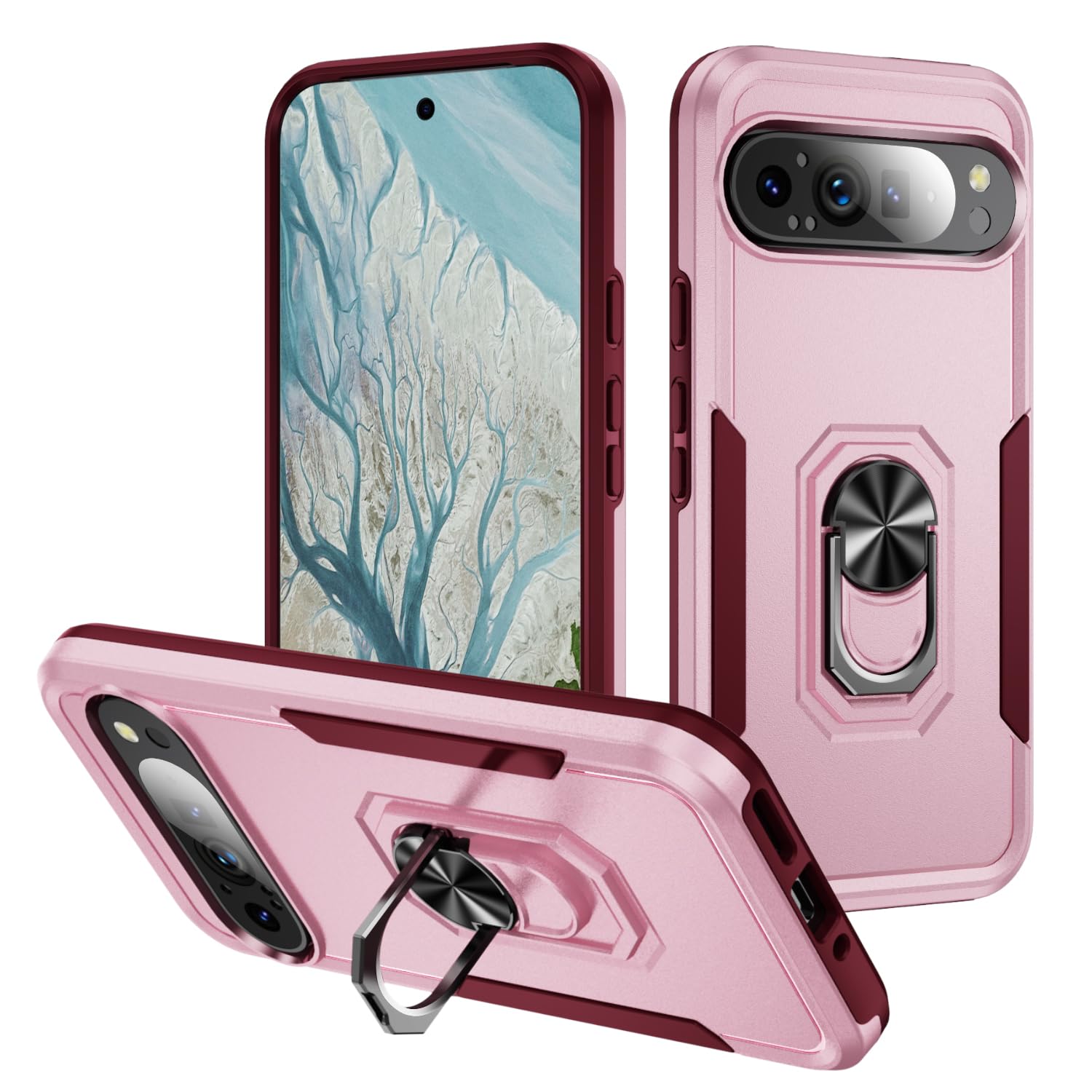 Coque Google Pixel 9 Pro XL double couche silicone robuste rose - 8