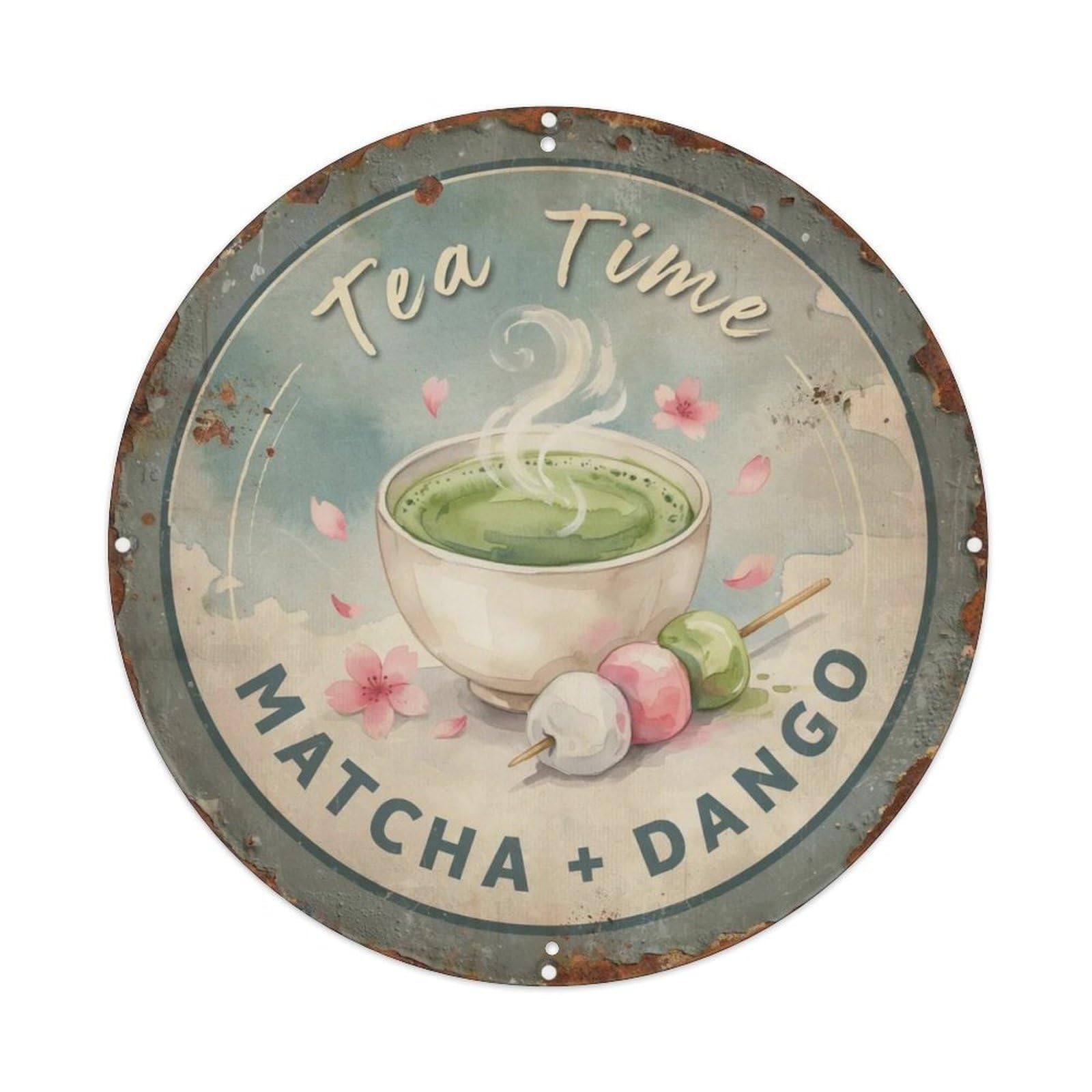 Tea Time Japanese Illustration Metal Tin Sign Plaque