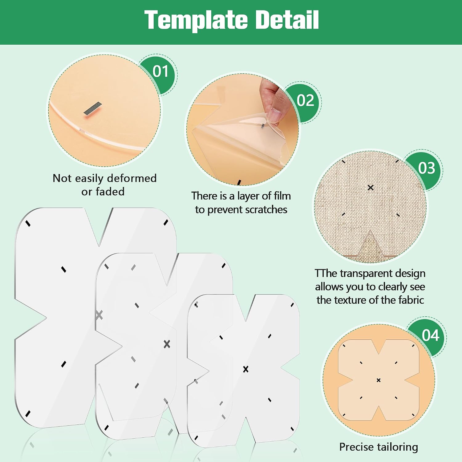 3pcs Bowl Cozy Template, Acrylic Bowls Wrap Sewing Pattern Template, 3 Size Cutting Quilting Template Set for Bowl Cozy with 3 Water Soluble Pen (8/10/12 inches) (Arc Angle)