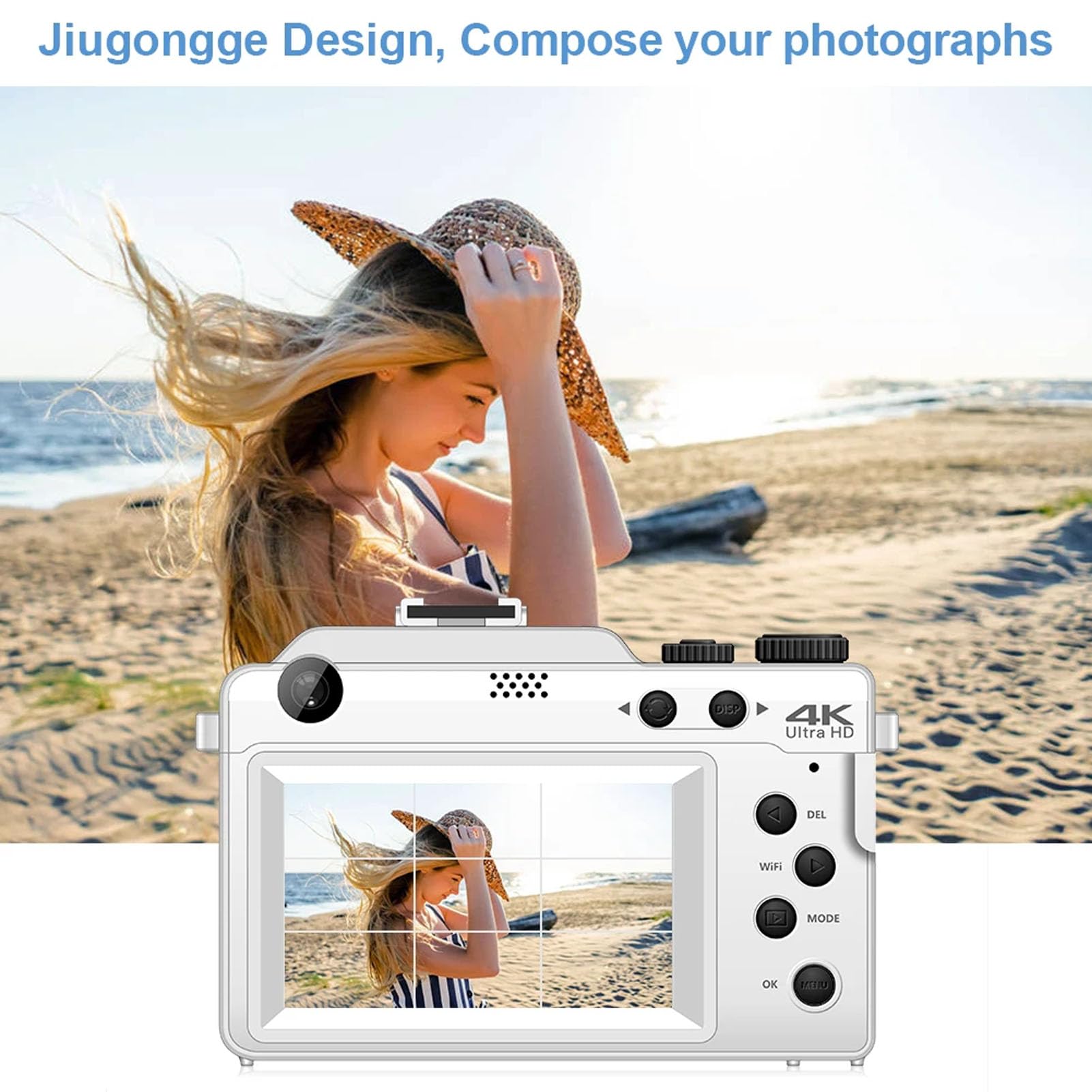 Aparat Cyfrowy 64 MP 4K, Bezprzewodowy, 3,0-calowy, Podwójny Obiektyw i Aparaty Fotograficzne do Fotografowania z funkcją Automatycznego Ustawiania Ostrości i funkcją zapobiegającą