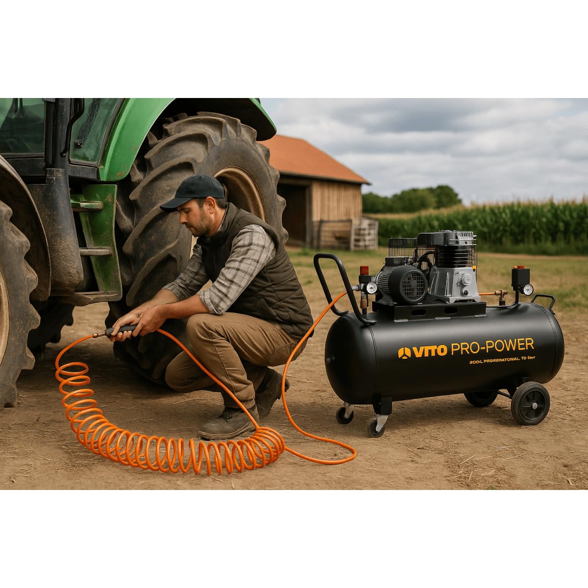 Compresor de correa profesional 230 V, 200 litros, 3 CV VITO 2800 rpm, aire 300 litros/min