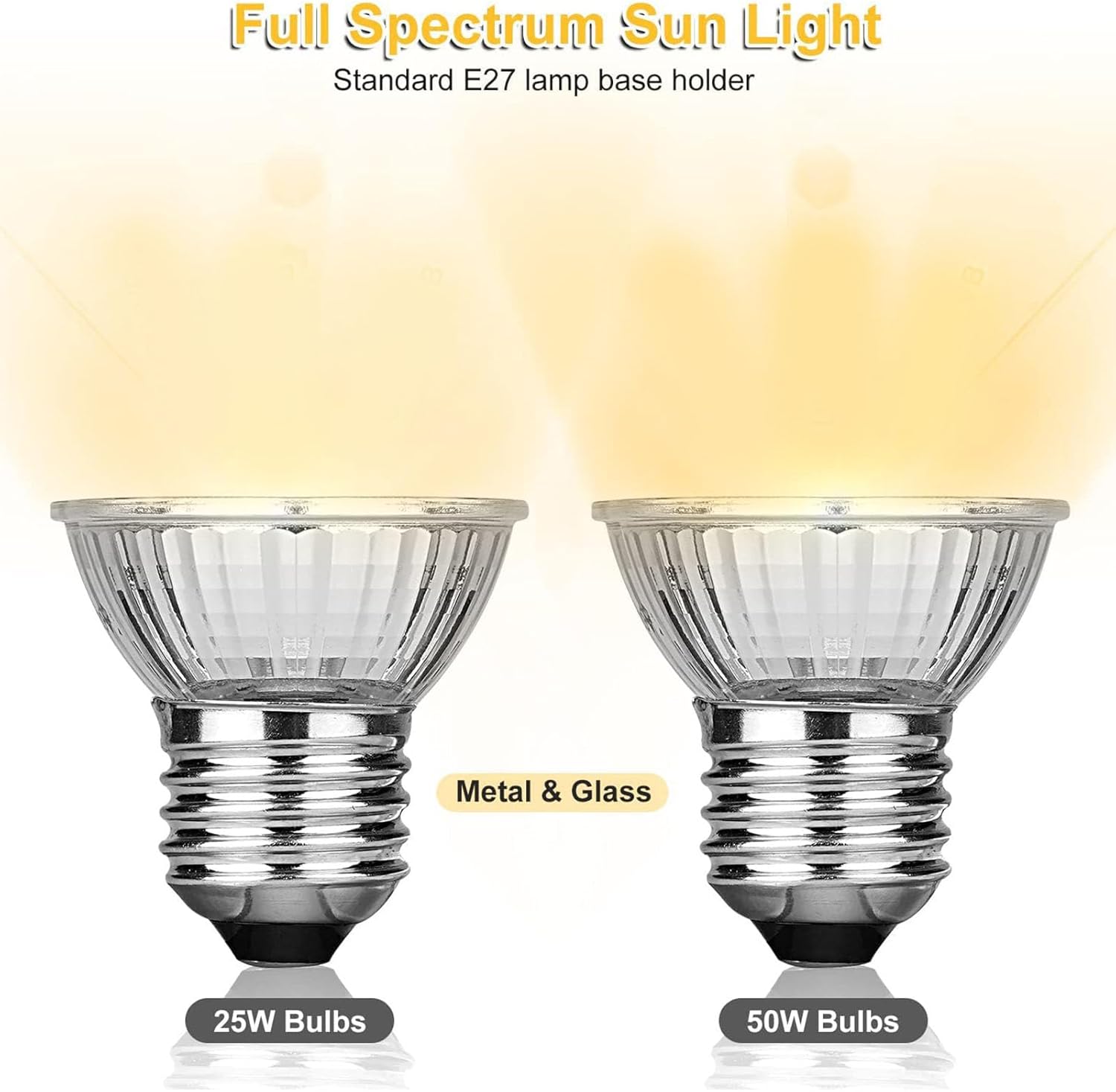 Reptile Heat Lamp, Turtle Aquarium Heat Light Bulbs with Double Bulbs, Timing, Dimming, Heating Lamps Spot Light for Lizard Turtle Snake Aquarium Aquatic Plants (US Plug)