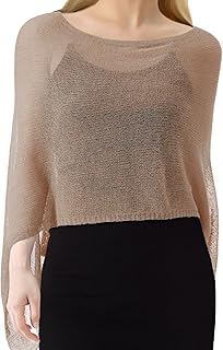 1 Pcs Women Sheer Poncho Shrug Summer Sheer Blouse Top Lightweight Ponch...