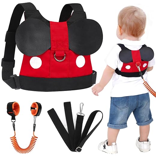 Accmor Toddler Leash Harness, Child Harness Baby Leash + Anti-Lost Wrist Link, Cute Kids Harness with Walking Assistant Strap Belt Tether for 1-5 Years Boys and Girls to Zoo or Mall